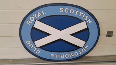Lot 12 - WOODEN HAND PAINTED SCOTTISH AUTOMOBILE CLUB SIGN  30" X 22"