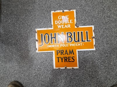 Lot 41 - JOHN BULL PRAM TYRES ENAMEL SIGN 18" X 18"