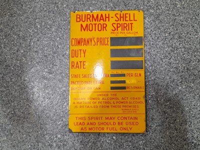 Lot 174 - BURMAH SHELL SIGN 15" x 9"