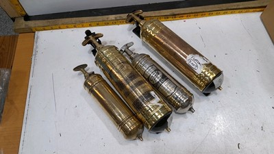Lot 40 - 4 x BRASS CAR FIRE EXTINGUISHERS