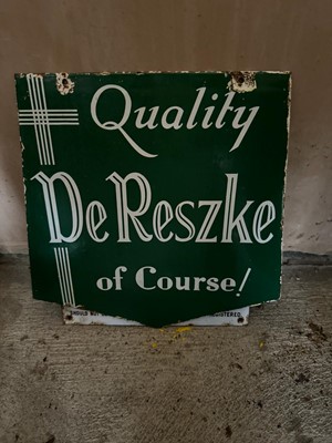 Lot 194 - DE RESZKE CIGARETTE ENAMEL SIGN 15" x 15"