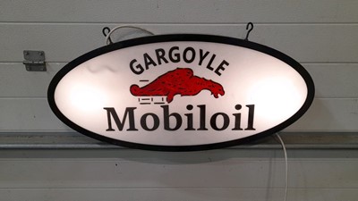 Lot 145 - GARGOYLE MOBILOIL LIGHT UP SIGN 31" X 14"