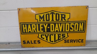 Lot 209 - HARLEY DAVIDSON MOTORCYCLES SALES & SERVICE ENAMEL SIGN