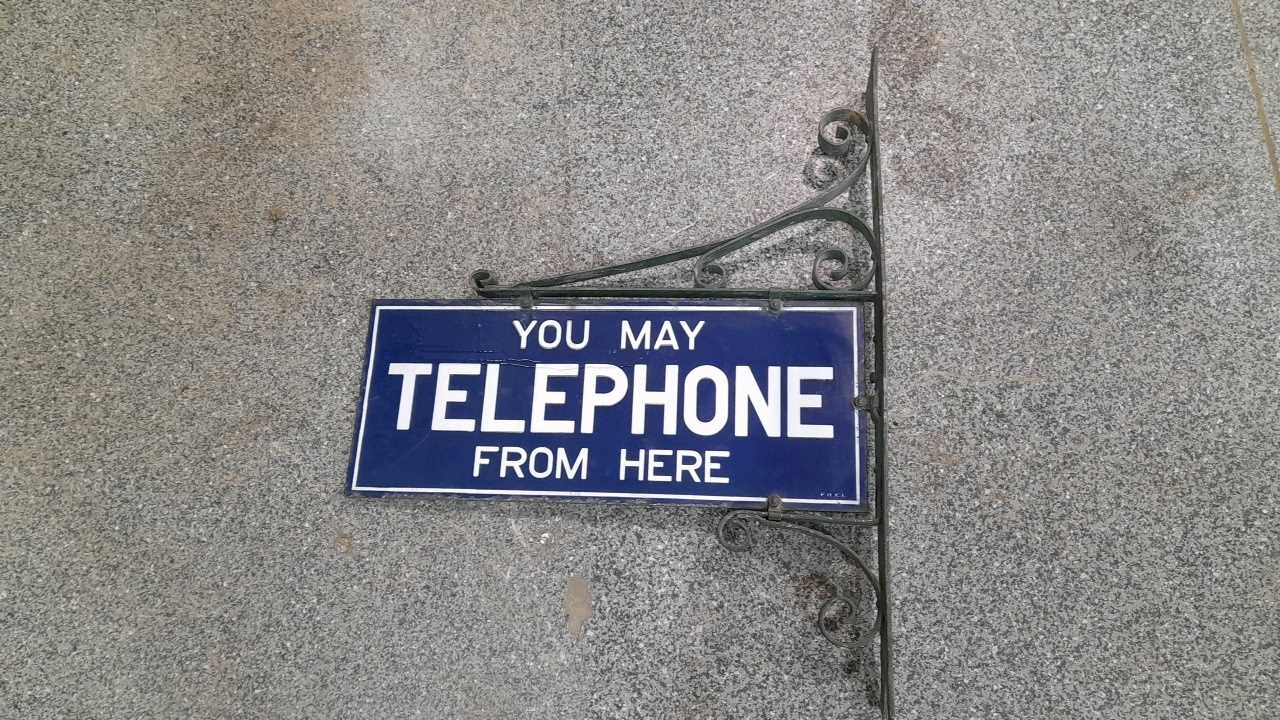 Lot 274 - YOU MAY TELEPHONE FROM HERE, HANGING DOUBLE SIDED SIGN 29" X 23"