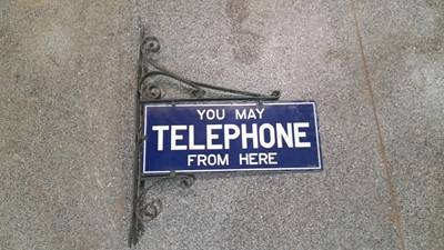 Lot 274 - YOU MAY TELEPHONE FROM HERE, HANGING DOUBLE SIDED SIGN 29" X 23"