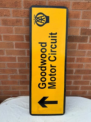 Lot 175 - AA GOODWOOD MOTOR CIRCUIT PLASTIC DIRECTION SIGN  41" X 14"