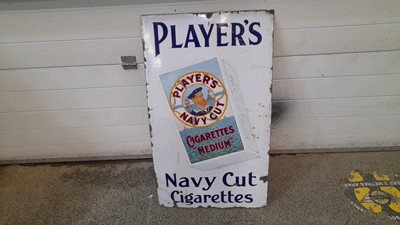 Lot 123 - PLAYERS NAVY CUT CIGARETTES ENAMEL SIGN  36" X 21"