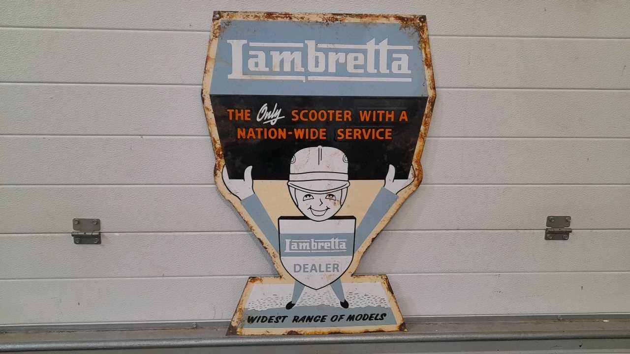 Lot 50 - LAMBRETTA SCOOTER ENAMEL SIGN 31" X 22"