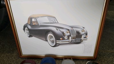 Lot 101 - JAGUAR FRAMED PRINT & SELECTION OF 1-18 SCALE JAGUAR MODELS