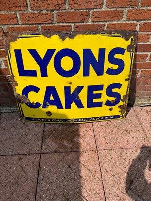 Lot 73 - LYONS CAKES ENAMEL SIGN  39" X 30"