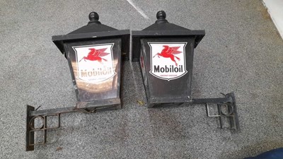 Lot 77 - PAIR OF MOBILOIL WALL MOUNTED LIGHTS