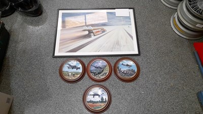 Lot 131 - THRUST FRAMED PRINT & FRAMED CERAMIC PLATES