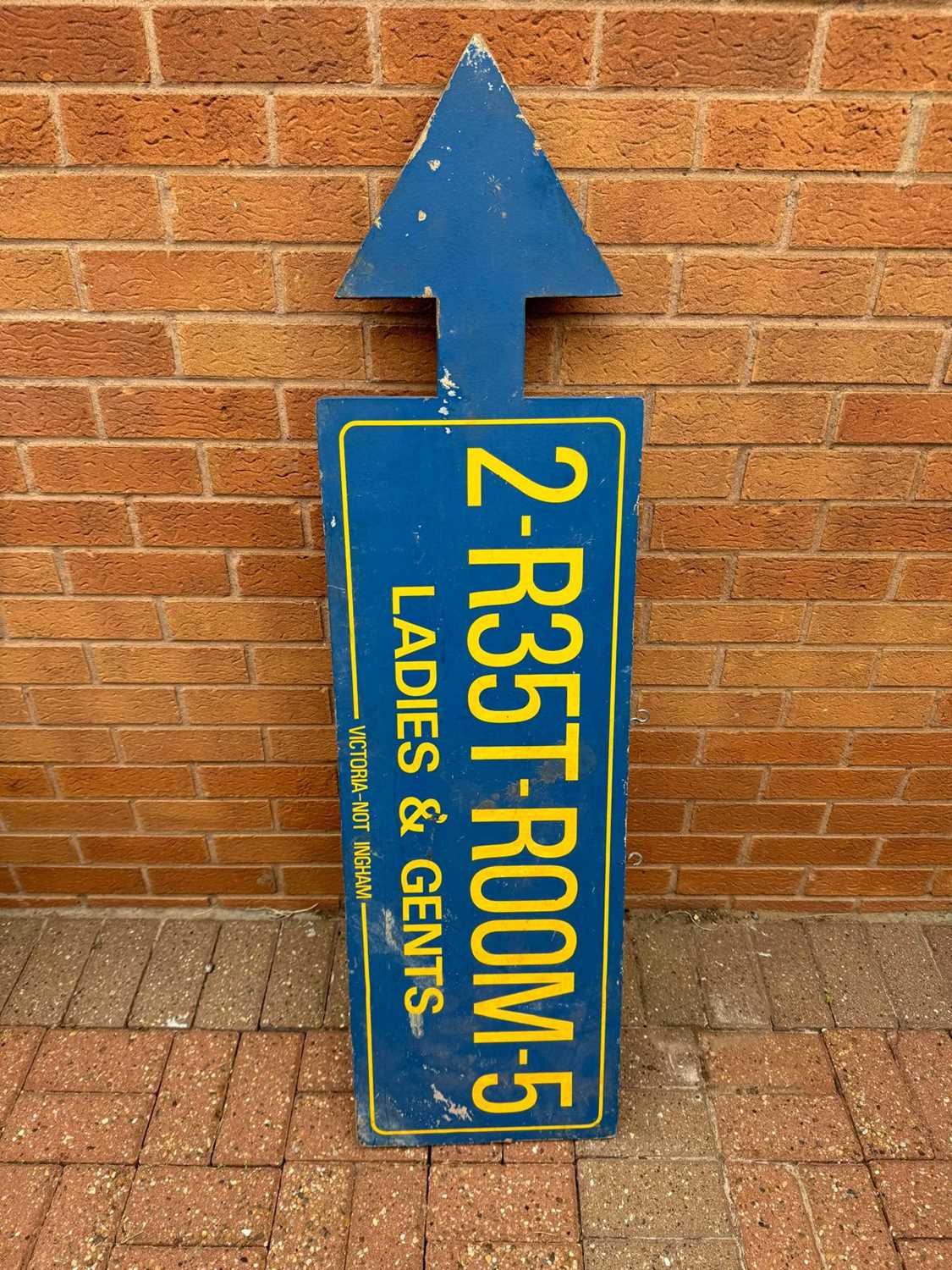 Lot 95 - HANGING REST ROOMS LADIES & GENTS SIGN  53" X 14"