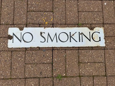 Lot 403 - NO SMOKING ENAMEL SIGN 29" x 6"