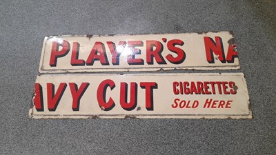 Lot 831 - PLAYER'S NAVY CUT 2 PART ENAMEL SIGN 57" x 13" EACH SIGN