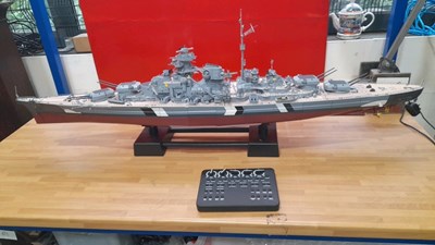 Lot 591 - BATTLESHIP BISMARCK STATIC DISPLAY, HAND BUILT WORKING MODEL