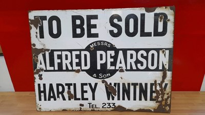 Lot 181 - HARTLEY WINTNEY HAMSHIRE AREA ESTATE AGENT , DOUBLE SIDED ENAMEL SIGN 24" X 18"