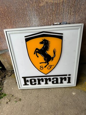 Lot 603 - FERRARI LIGHT UP SIGN 24" X 24"