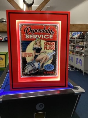 Lot 163 - PIN-UP GIRL DEPENDABLE SERVICE ILLUMINATED SIGN