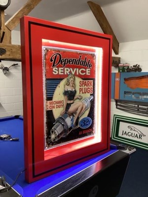 Lot 163 - PIN-UP GIRL DEPENDABLE SERVICE ILLUMINATED SIGN