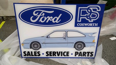 Lot 169 - FORD SIERRA COSWORTH LARGE PERSPEX SIGN 23" X 33"