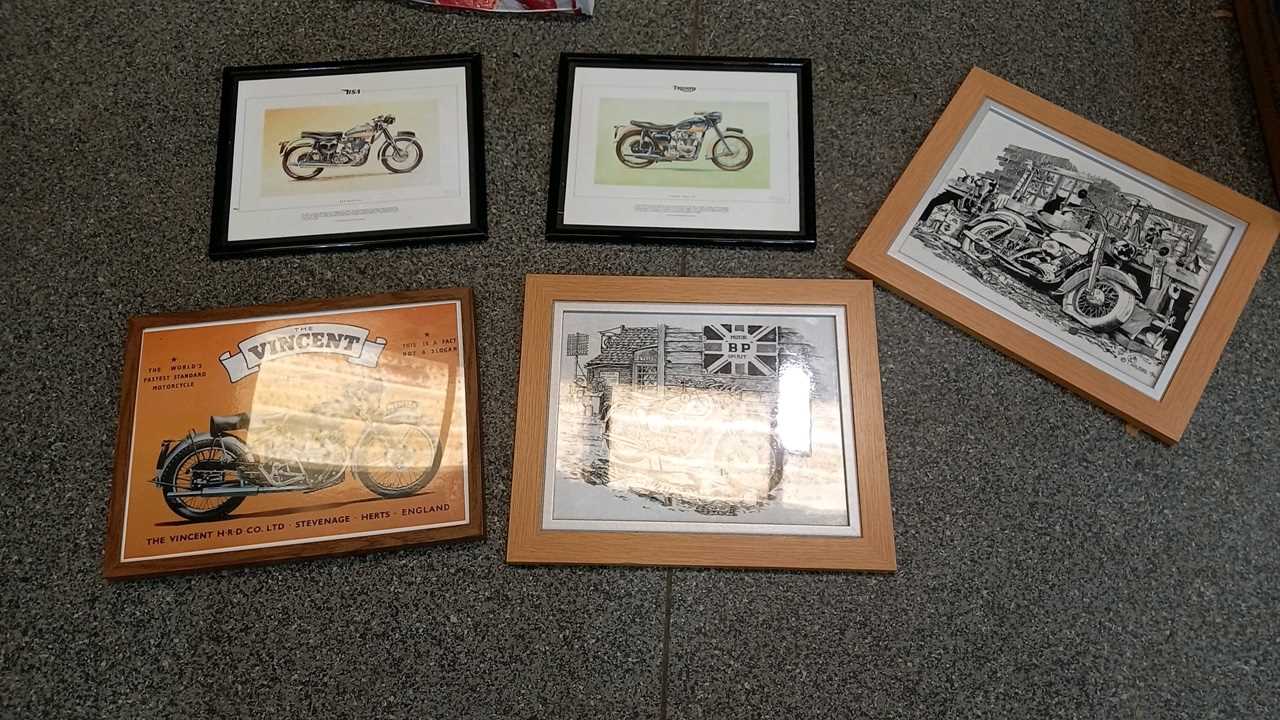 Lot 235 - 5 FRAMED MOTORCYCLE PRINTS