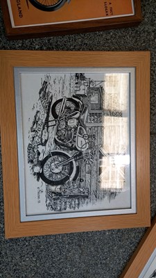 Lot 235 - 5 FRAMED MOTORCYCLE PRINTS