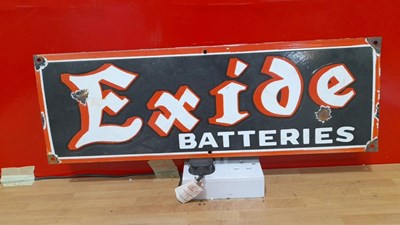 Lot 639 - EXIDE BATTERIES ENAMEL SIGN 24" x 8"