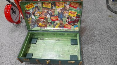 Lot 300 - VINTAGE STYLE STEAMER TRUNK, HAND CRAFTED AUTOMOTIVE THEME INTERIOR