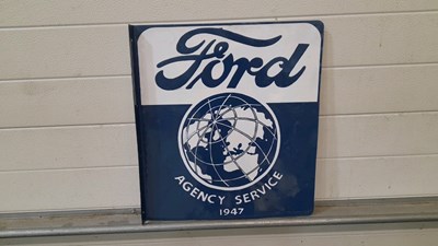 Lot 793 - HAND-PAINTED FORD DOUBLE SIDED WALL MOUNTED SIGN 20" X 19"