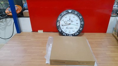 Lot 125 - OFFICIALLY- LICENSED ROLEX WALL CLOCK 13"