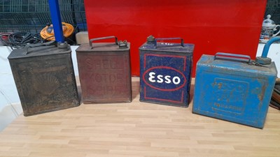 Lot 849 - 3 X PETROL CANS & 1 X ESSO BLUE PARAFFIN CAN