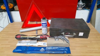 Lot 160 - WOODEN TOOL BOX WITH AUTOMOTIVE BITS INSIDE
