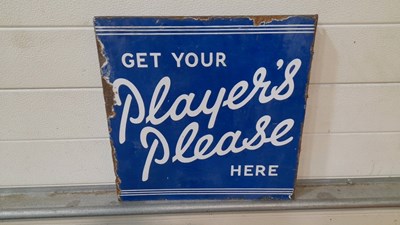 Lot 647 - PLAYERS PLEASE , DOUBLE SIDED ENAMEL SIGN 16" X 16"