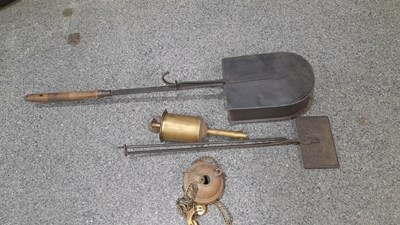 Lot 300 - CAST IRON CHESTNUT WARMER + VARIOUS