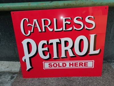 Lot 105 - CARLESS PETROL SOLD HERE SIGN 22" X 18"