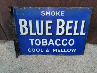 Lot 555 - BLUE BELL TOBACCO, DOUBLE SIDED WALL MOUNTED ENAMEL SIGN 20" X 14"