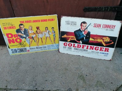 Lot 709 - JAMES BOND DR NO & GOLDFINGER SIGNS 28" X 20"