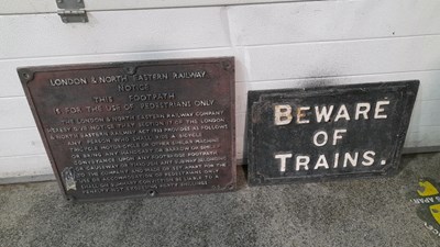 Lot 283 - 2 X CAST TRAIN SIGNS