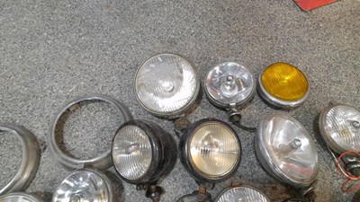 Lot 613 - BOX OF SPOT LIGHTS & HEADLAMPS