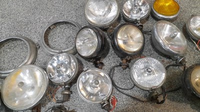 Lot 613 - BOX OF SPOT LIGHTS & HEADLAMPS