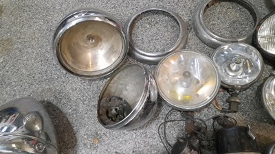 Lot 613 - BOX OF SPOT LIGHTS & HEADLAMPS