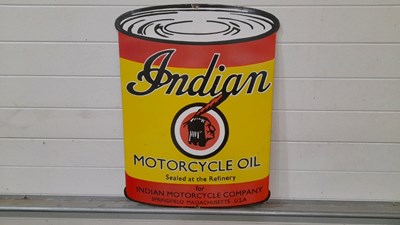 Lot 260 - INDIAN MOTOR CYCLE OIL ENAMEL SIGN 30" X 23"