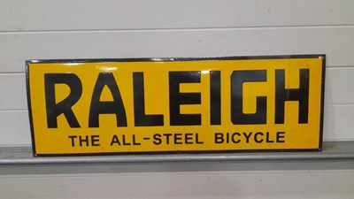 Lot 374 - RALEIGH BICYCLE ENAMEL SIGN 36" X 12"