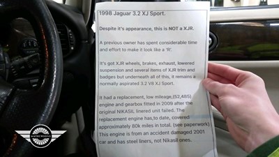 Lot 14 - 1998 JAGUAR XJ SPORT V8 AUTO