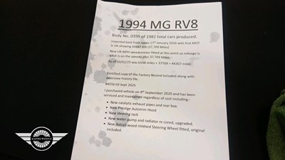 Lot 472 - 1994 ROVER / MG