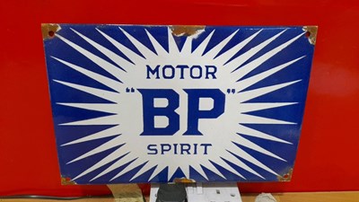 Lot 155 - BP MOTOR SPIRIT ENAMEL SIGN 14" X 9.5"
