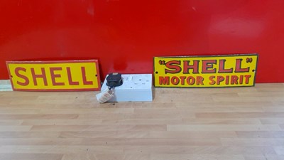 Lot 225 - SHELL & SHELL MOTOR SPIRIT ENAMEL SIGNS 12" X 4"
