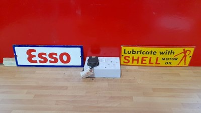 Lot 705 - LUBRICATE WITH SHELL & ESSO ENAMEL SIGNS 12" X 4"