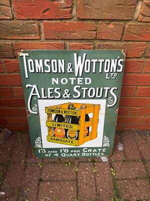 Lot 3 - TOMSON & WOTTON'S ALES & STOUTS ENAMEL SIGN 24" X 19"